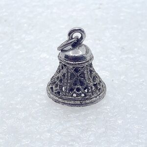 Vtg Sterling Silver Ringing Bell Bracelet Charm / Mini Pendant